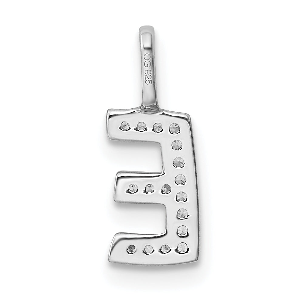 14K White Gold Diamond E Letter Initial-Pendants