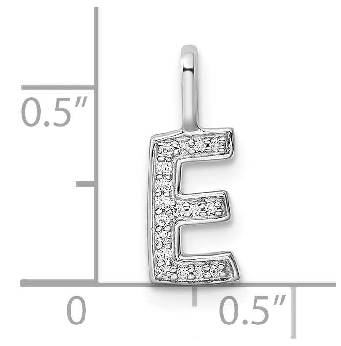 14K White Gold Diamond E Letter Initial-Pendants