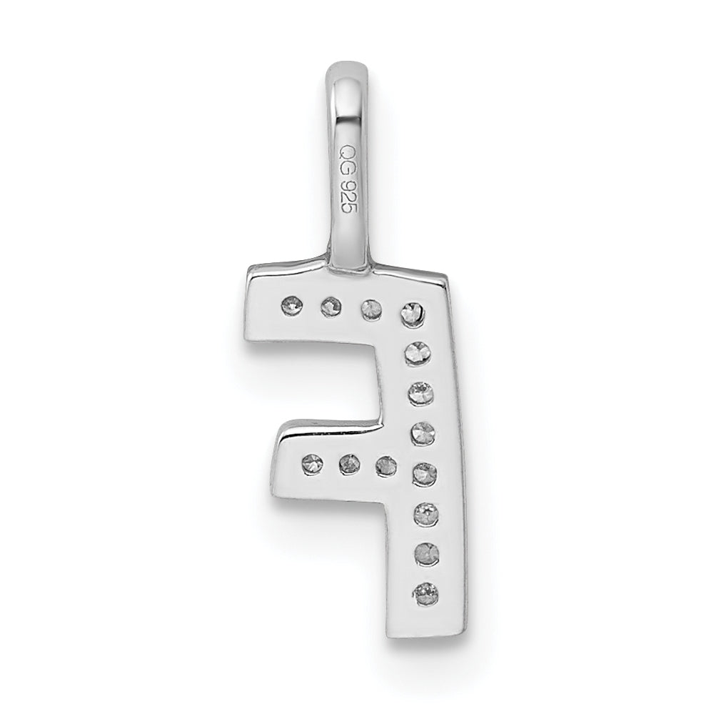 14K White Gold Diamond F Letter Initial-Pendants