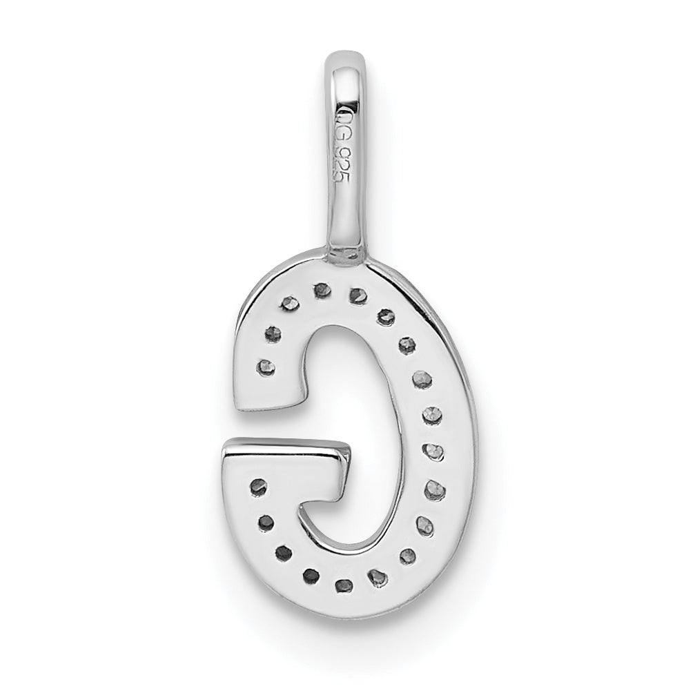 14K White Gold Diamond G Letter Initial-Pendants