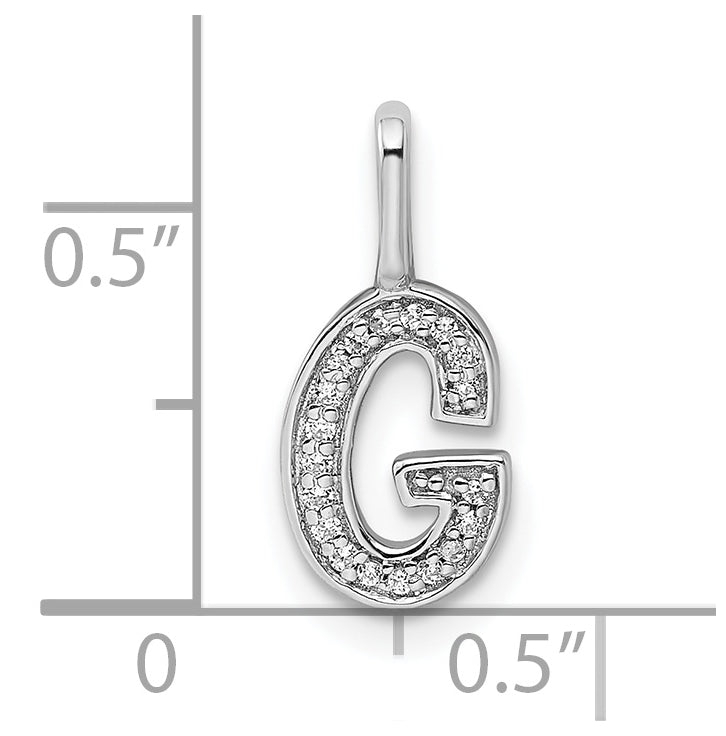 14K White Gold Diamond G Letter Initial-Pendants