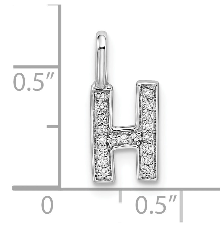 14K White Gold Diamond H Letter Initial-Pendants