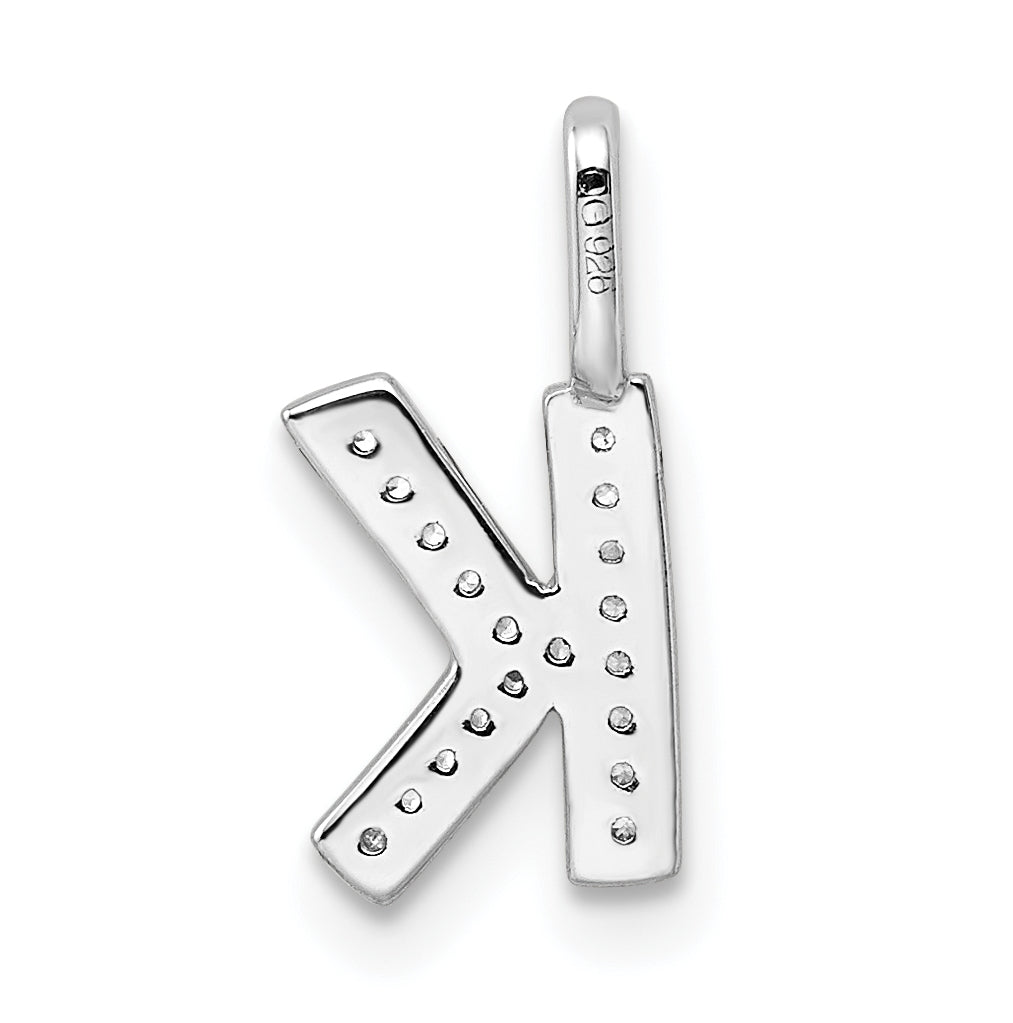 14K White Gold Diamond K Letter Initial-Pendants