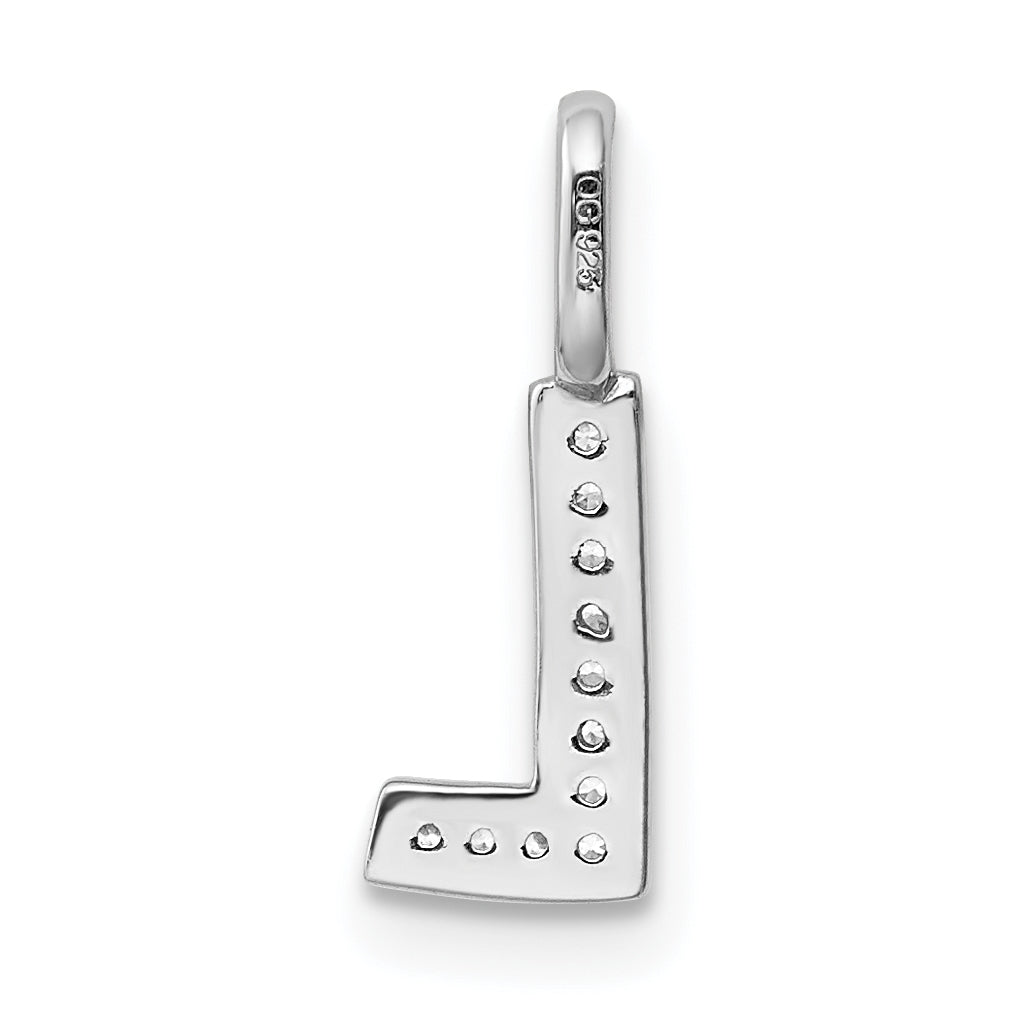 14K White Gold Diamond L Letter Initial-Pendants
