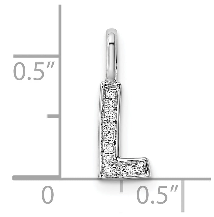 14K White Gold Diamond L Letter Initial-Pendants