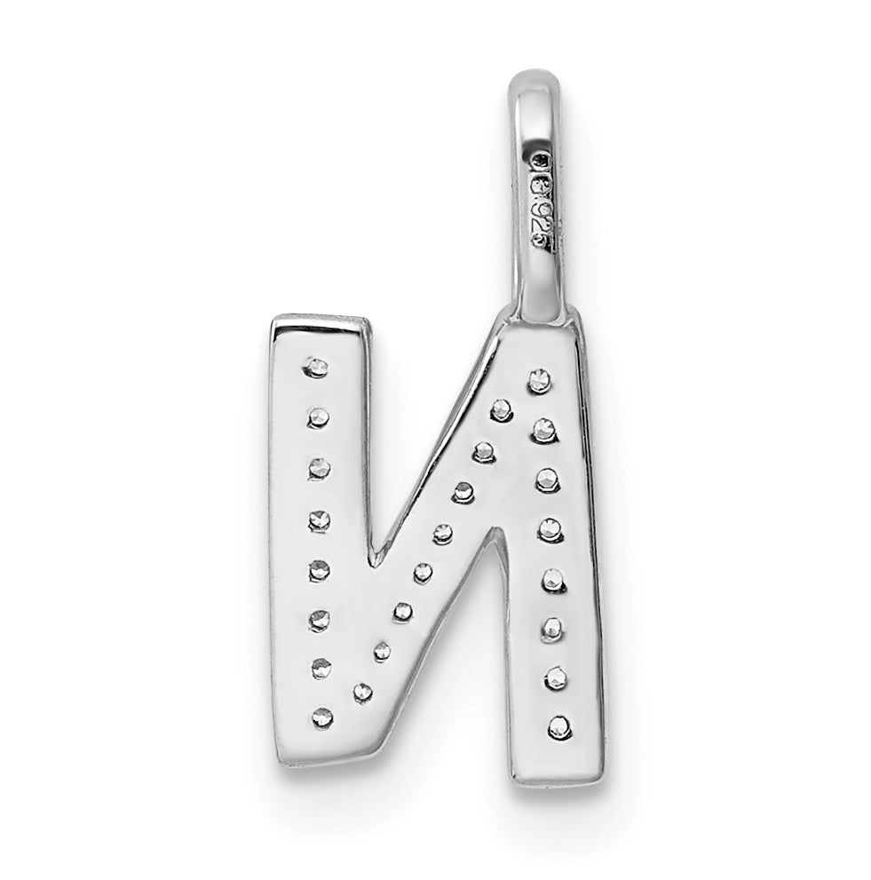 14K White Gold Diamond N Letter Initial-Pendants