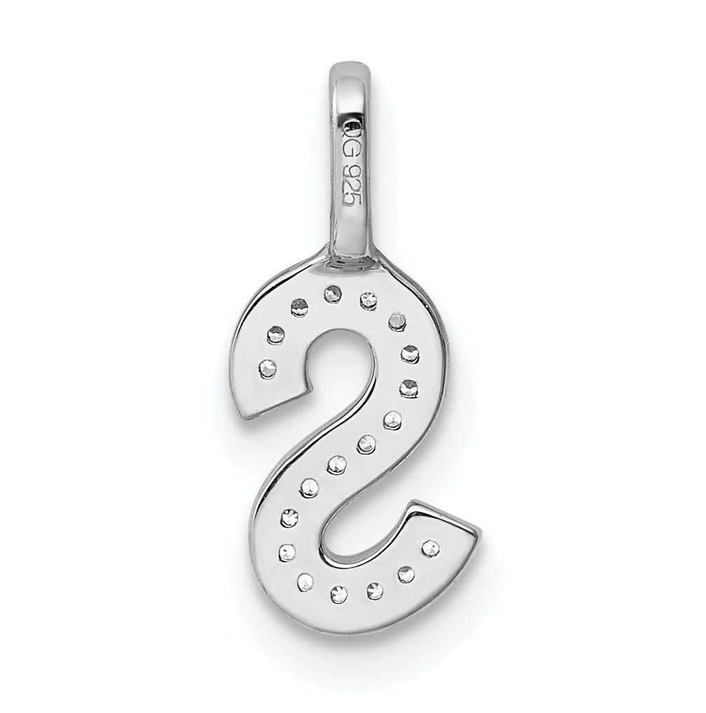 14K White Gold Diamond S Letter Initial-Pendants