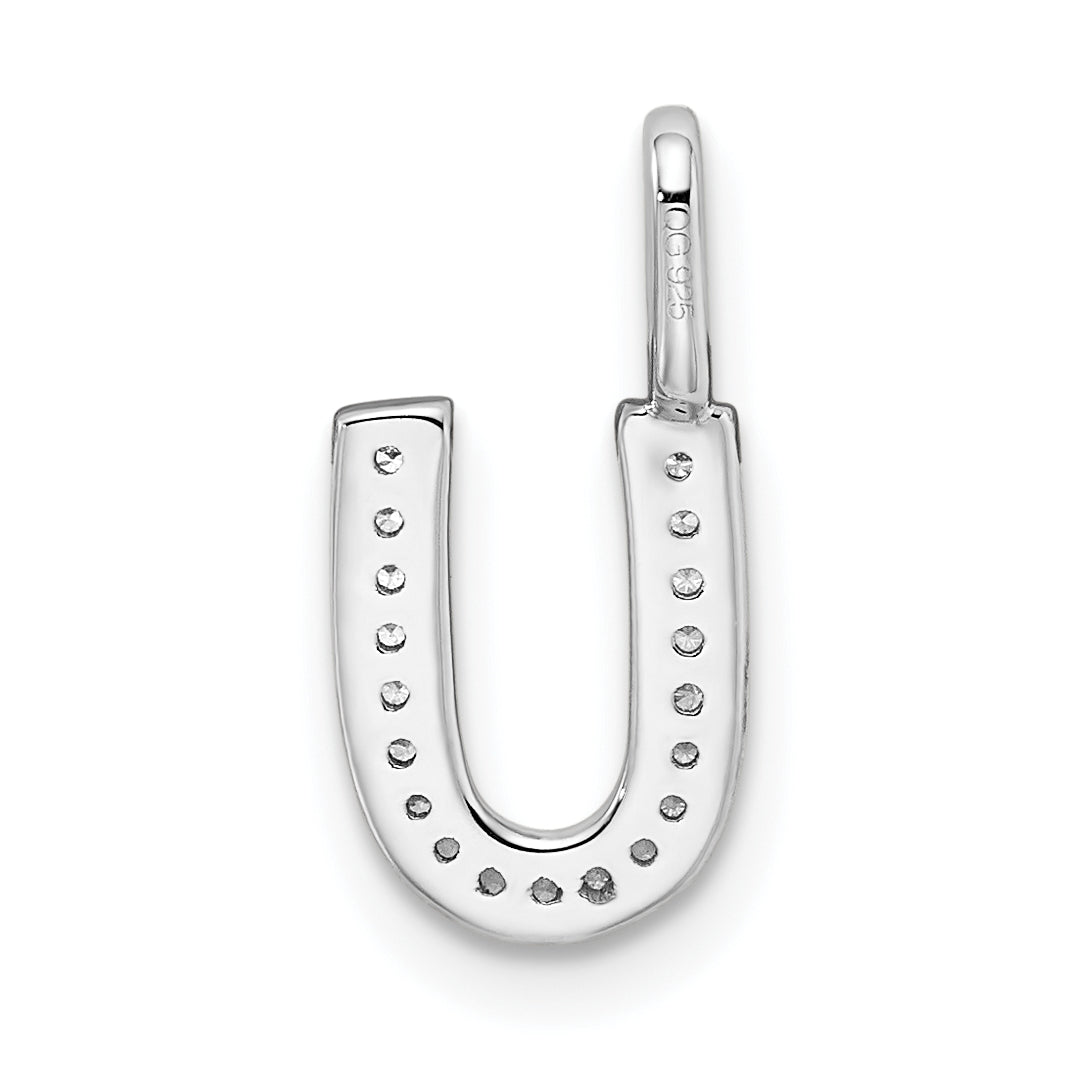 14K White Gold Diamond U Letter Initial Pendants