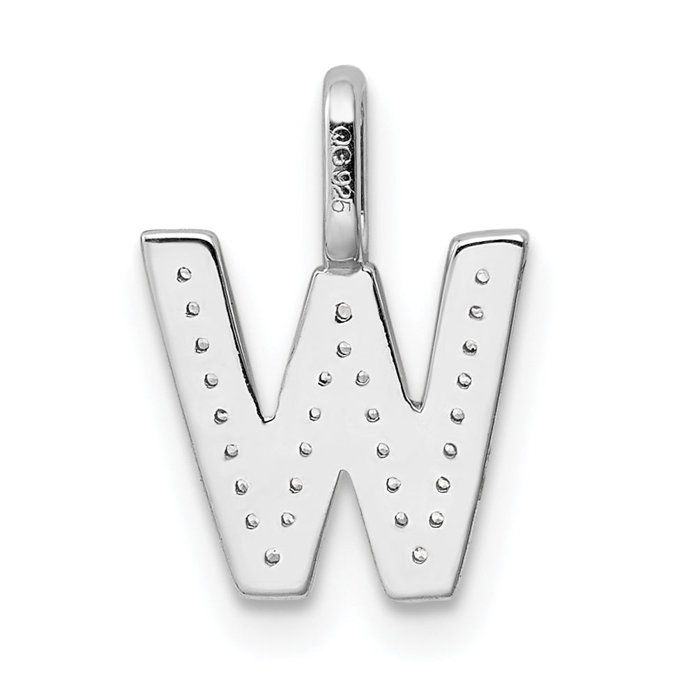 14K White Gold Diamond W Letter Initial-Pendants