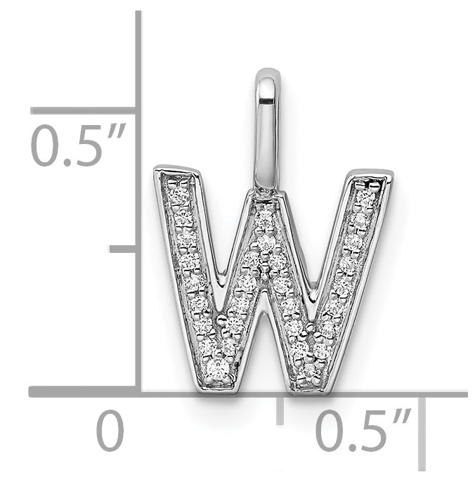 14K White Gold Diamond W Letter Initial-Pendants