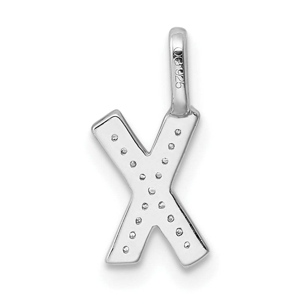 14K White Gold Diamond X Letter Initial Pendants