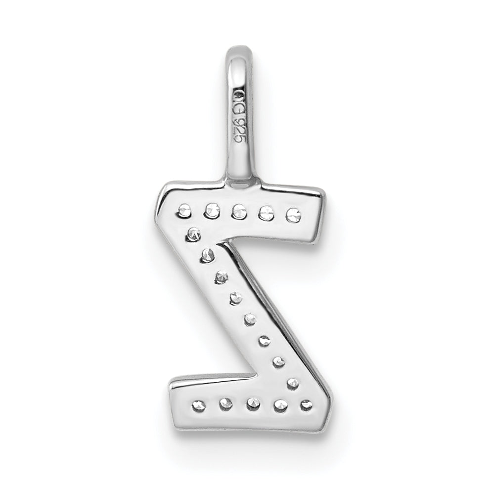 14K White Gold Diamond Z Letter Initial Pendants