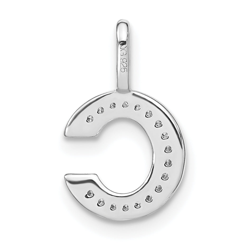 14K White Gold Diamond Lowercase Letter C Initial Pendant
