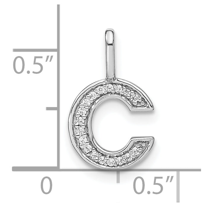14K White Gold Diamond Lowercase Letter C Initial Pendant