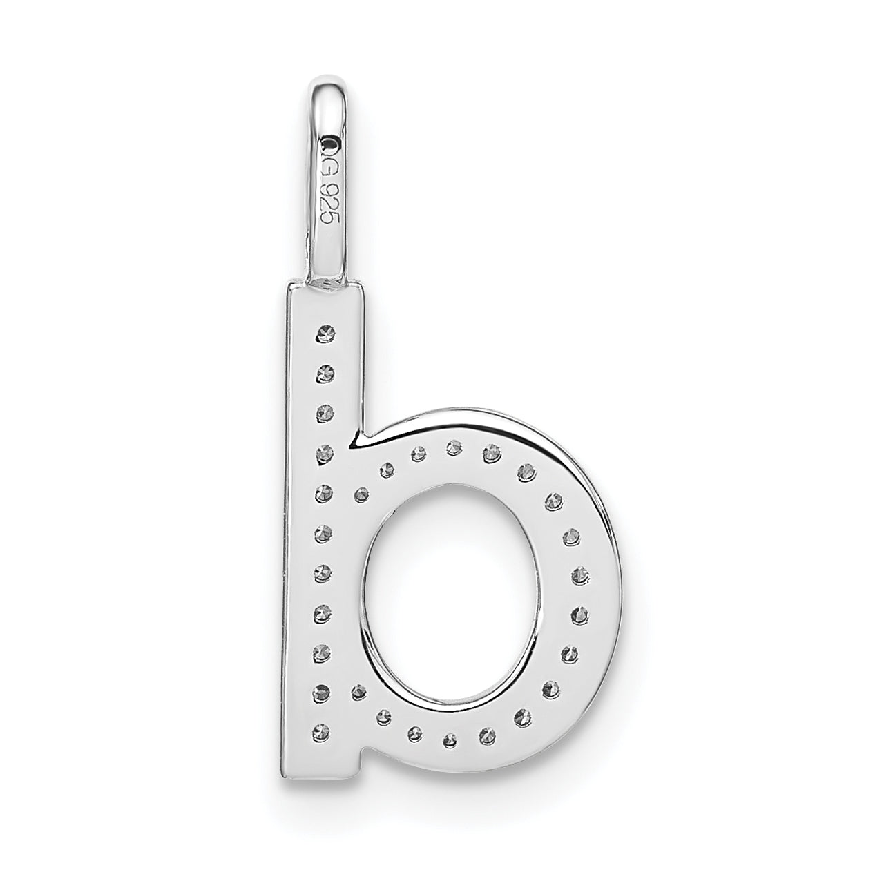 14K White Gold Diamond Lowercase Letter D Initial Pendant