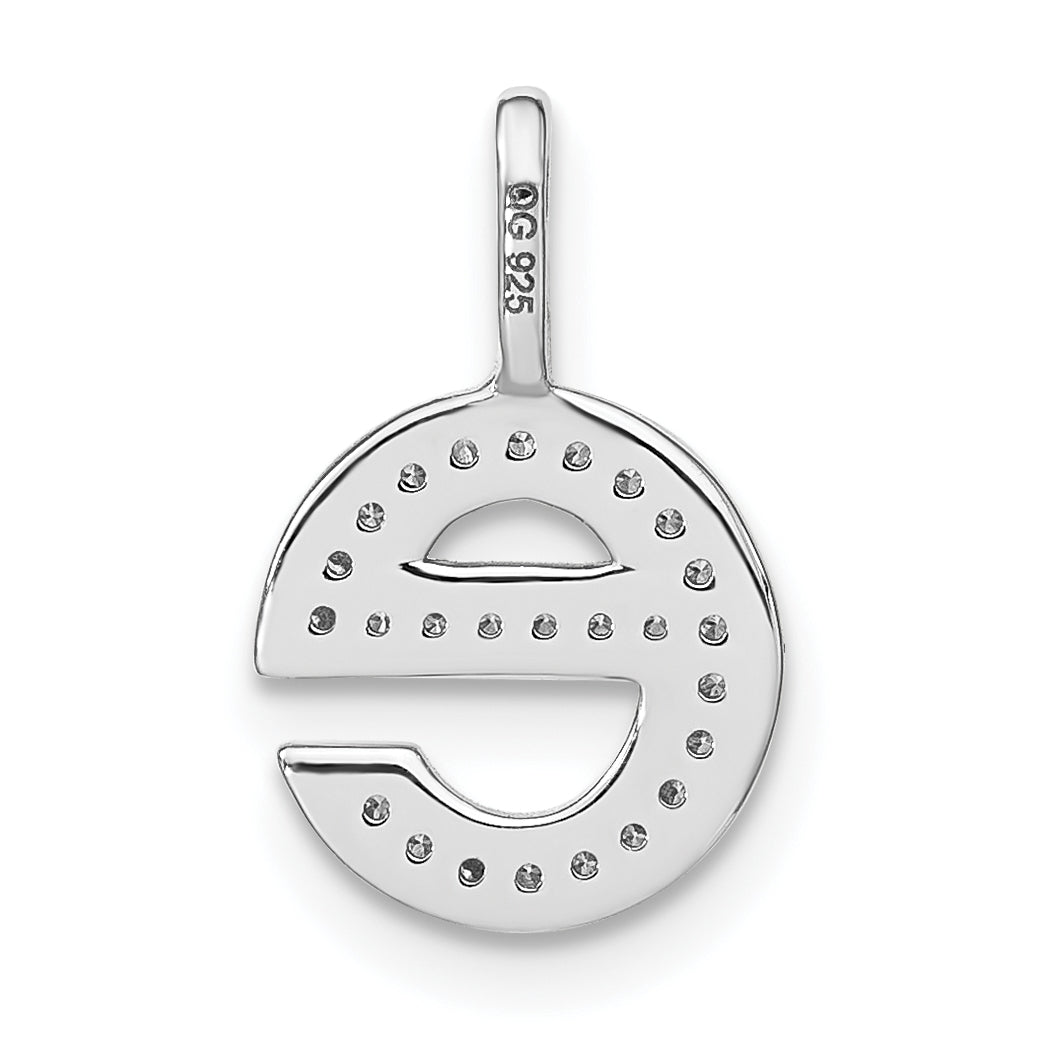 14K White Gold Diamond Lowercase Letter E Initial Pendant