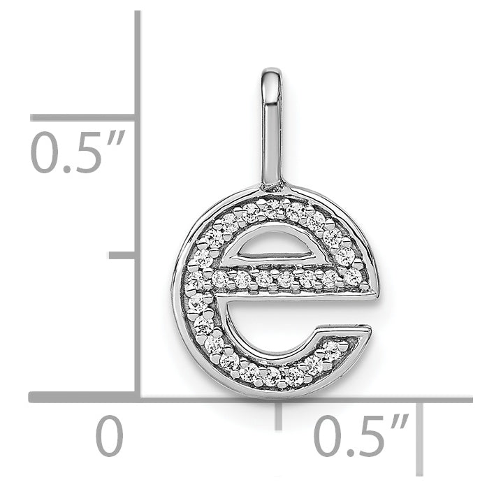 14K White Gold Diamond Lowercase Letter E Initial Pendant