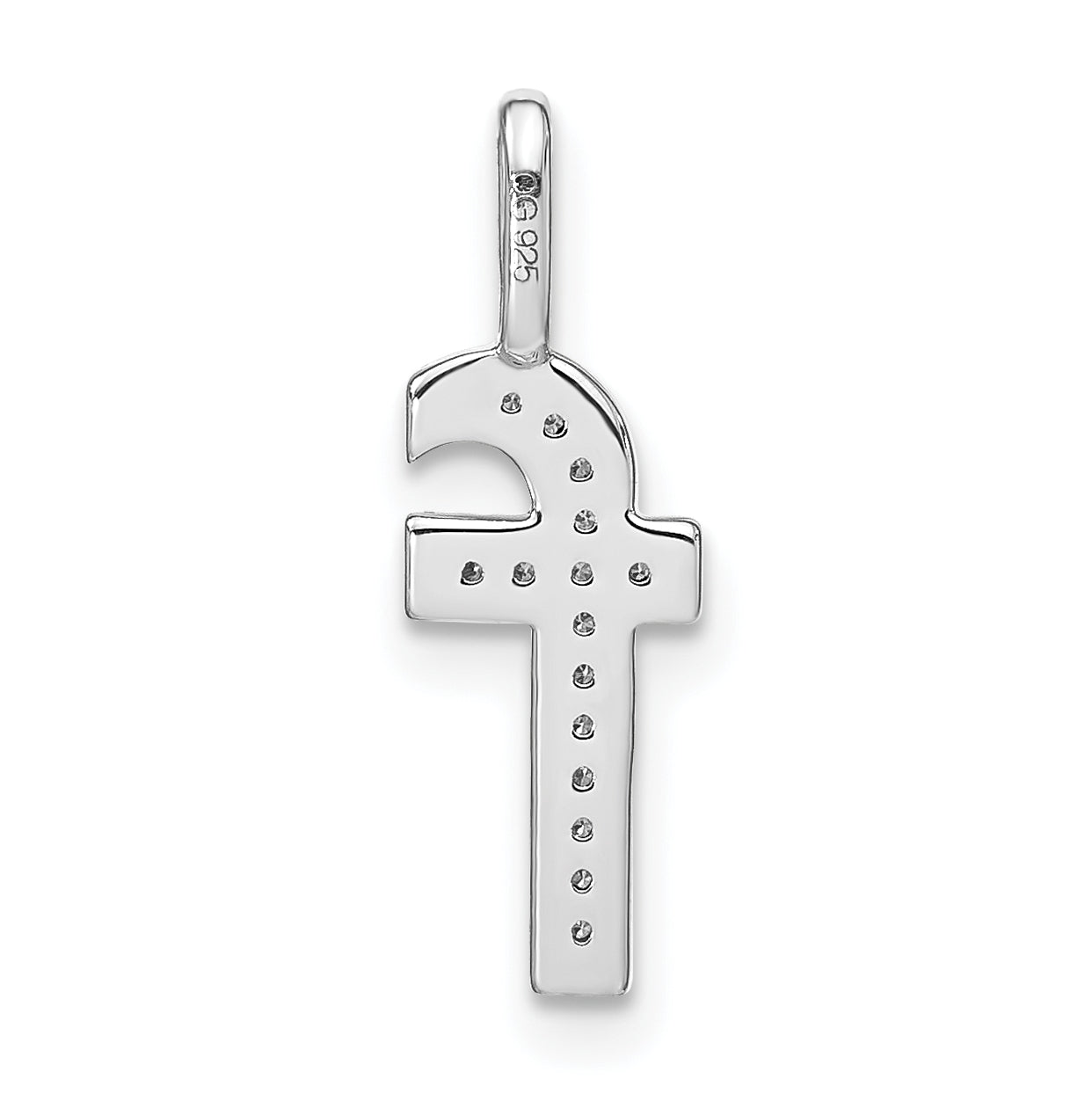 14K White Gold Diamond Lowercase Letter F Initial Pendant