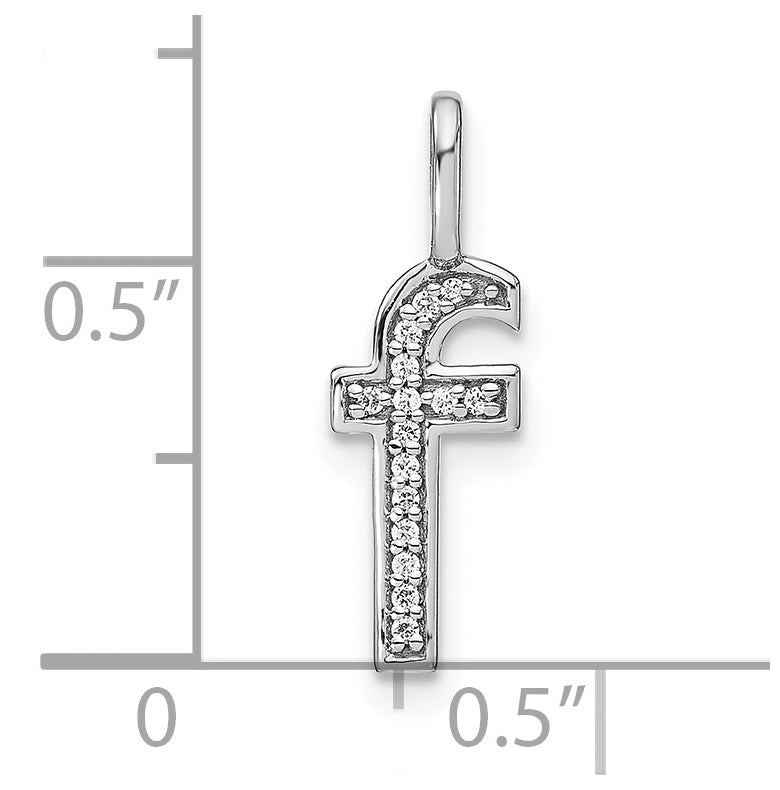 14K White Gold Diamond Lowercase Letter F Initial Pendant