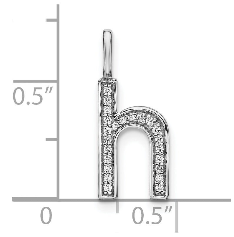 14K White Gold Diamond Lowercase Letter H Initial Pendant
