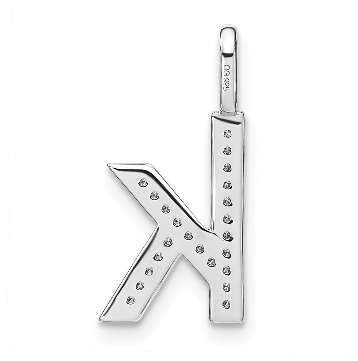 14K White Gold Diamond Lowercase Letter K Initial Pendant