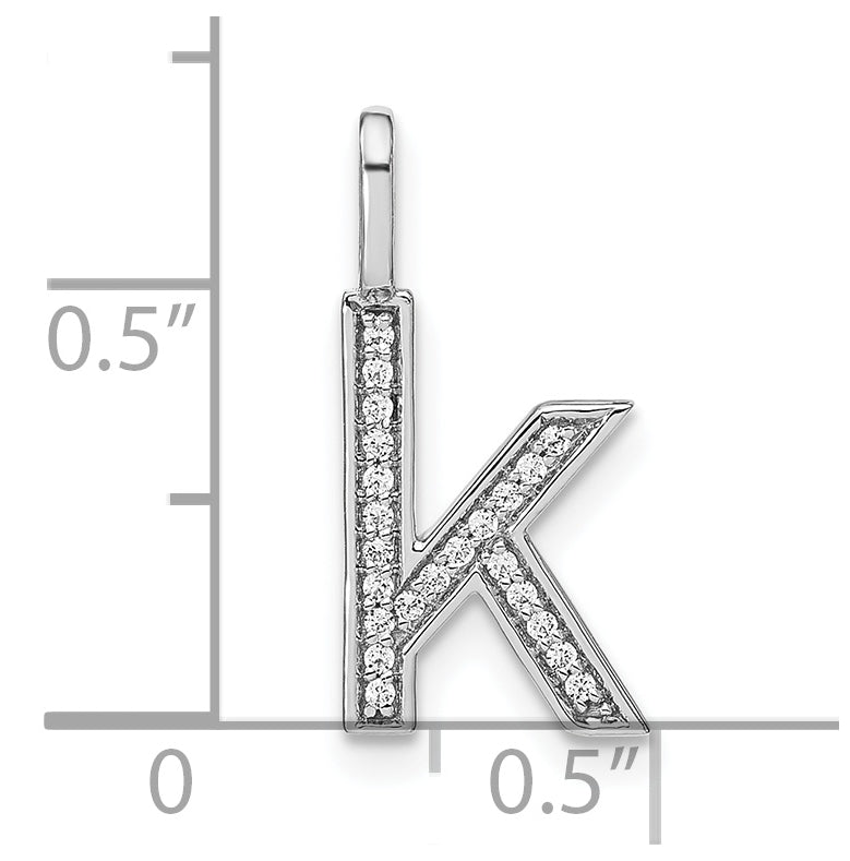 14K White Gold Diamond Lowercase Letter K Initial Pendant