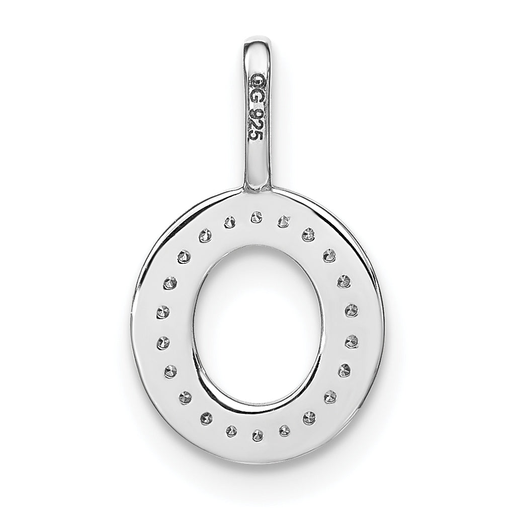 14K White Gold Diamond Lowercase Letter O Initial Pendant