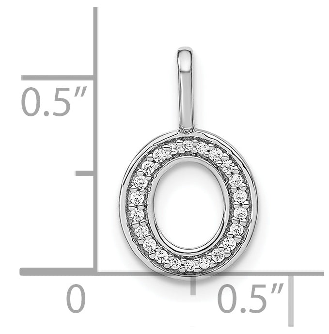 14K White Gold Diamond Lowercase Letter O Initial Pendant