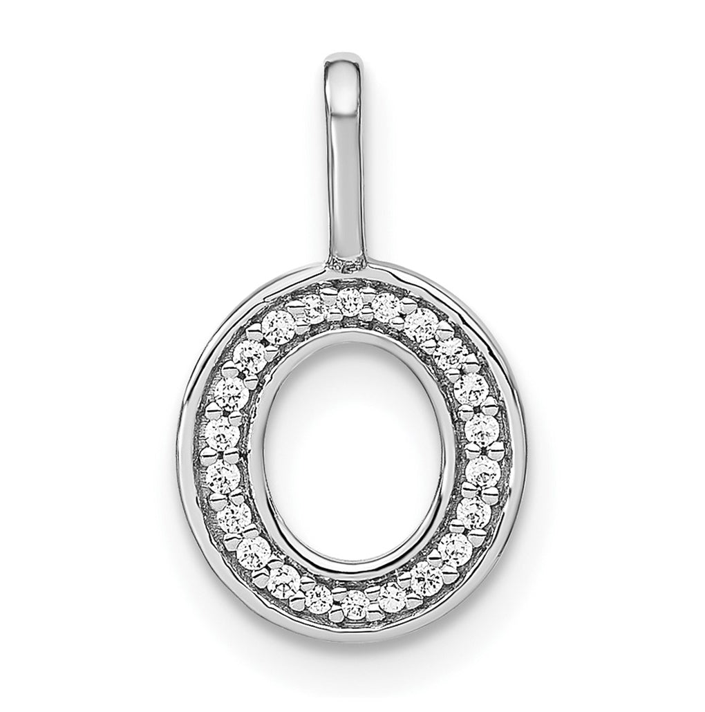 14K White Gold Diamond Lowercase Letter O Initial Pendant