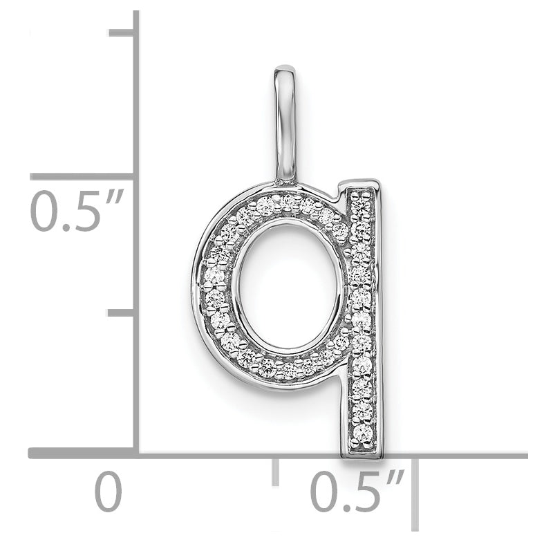 14K White Gold Diamond Lowercase Letter Q Initial Pendant