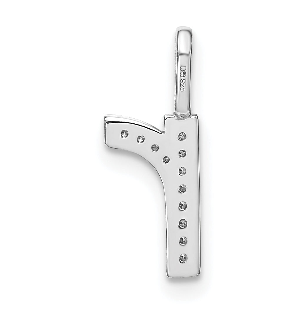 14K White Gold Diamond Lowercase Letter R Initial Pendant