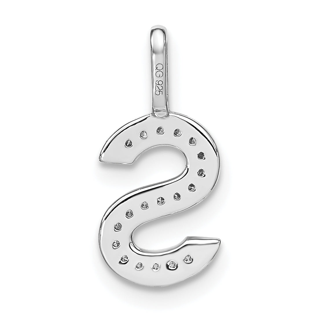 14K White Gold Diamond Lowercase Letter S Initial Pendant