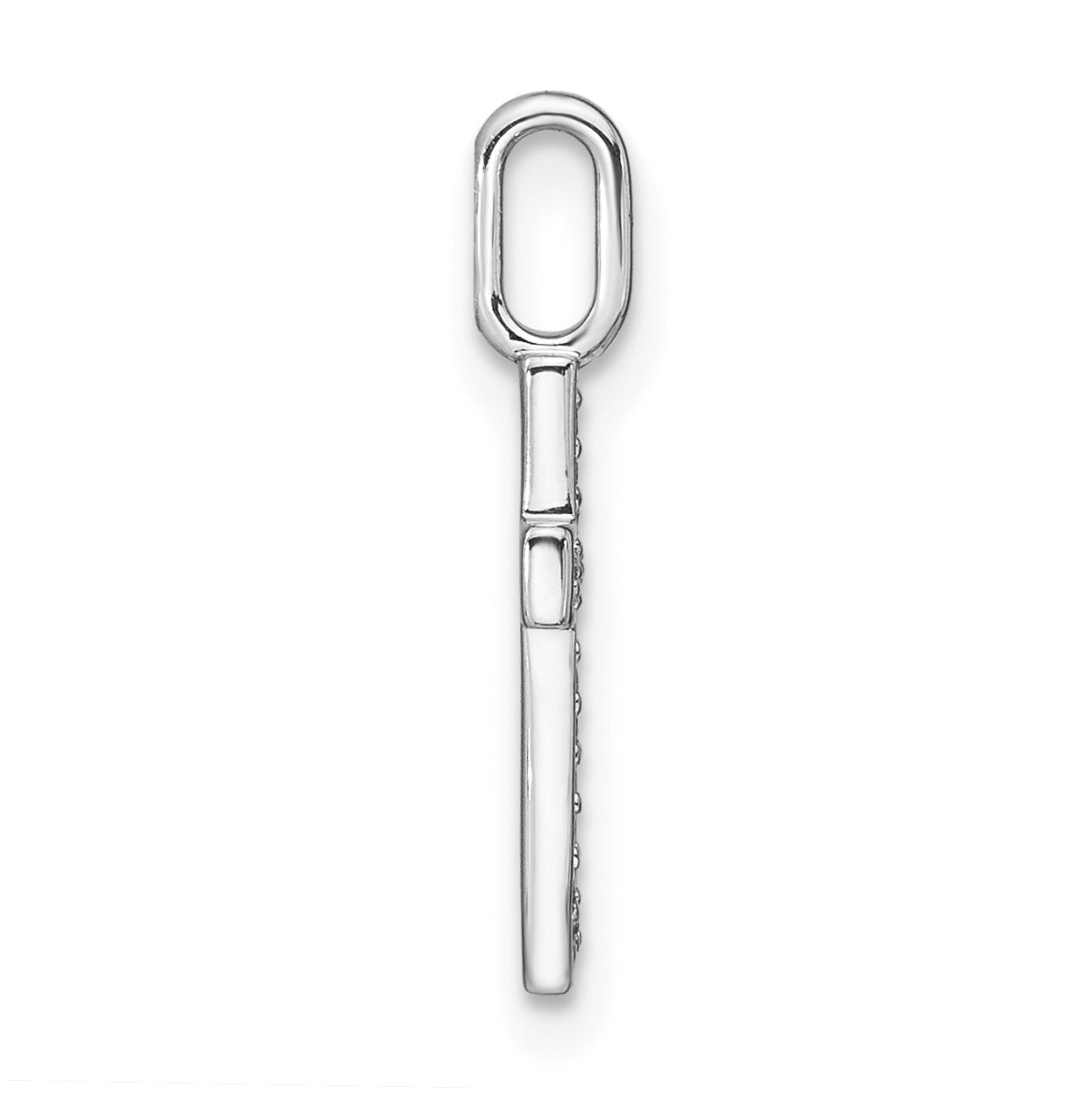 14K White Gold Diamond Lowercase Letter T Initial Pendant