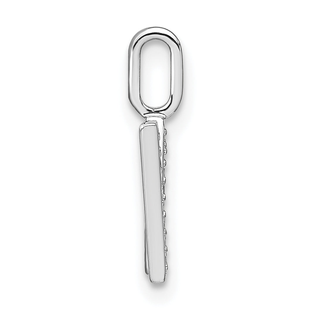 14K White Gold Diamond Lowercase Letter W Initial Pendant