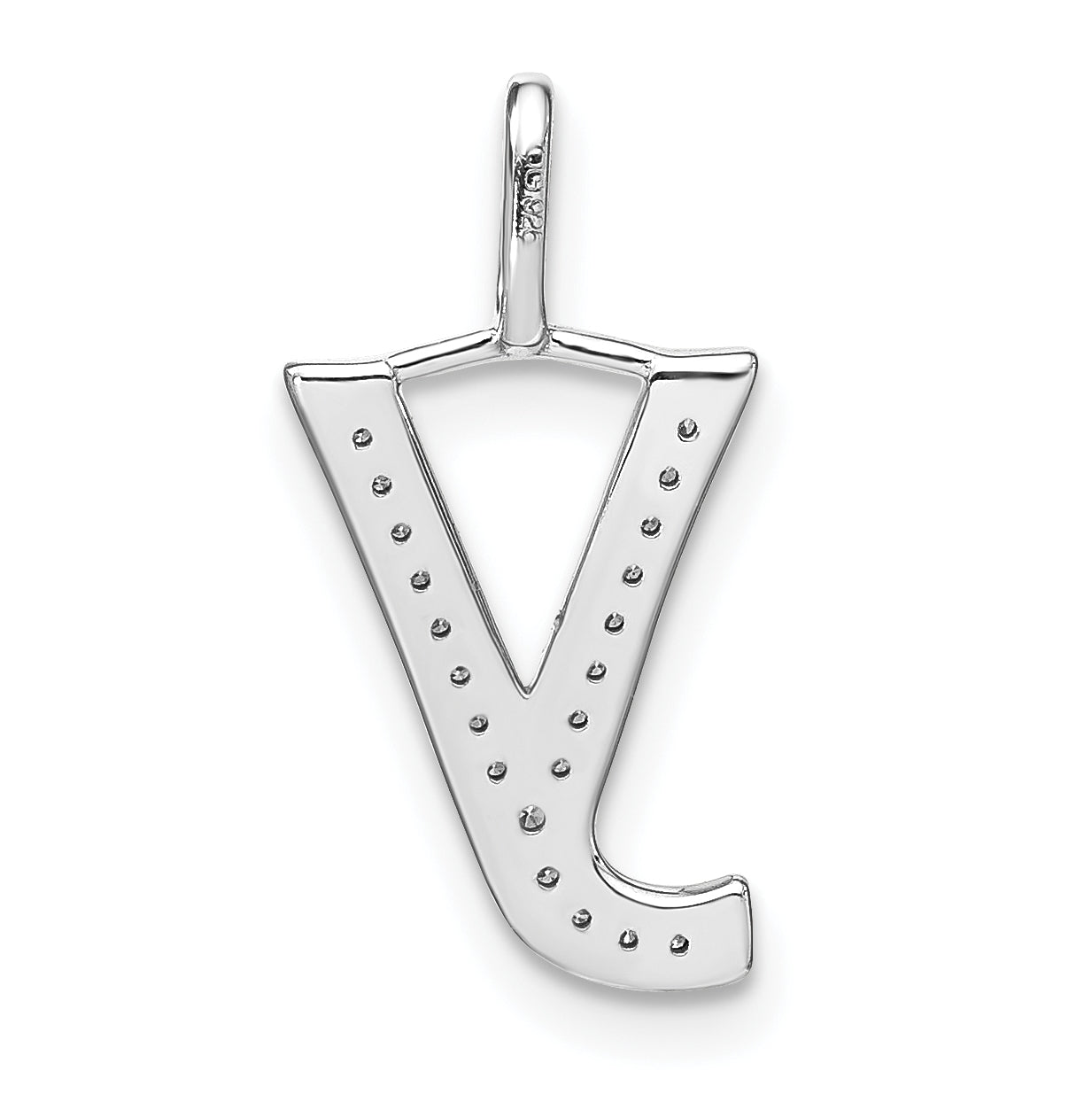 14K White Gold Diamond Lowercase Letter Y Initial Pendant