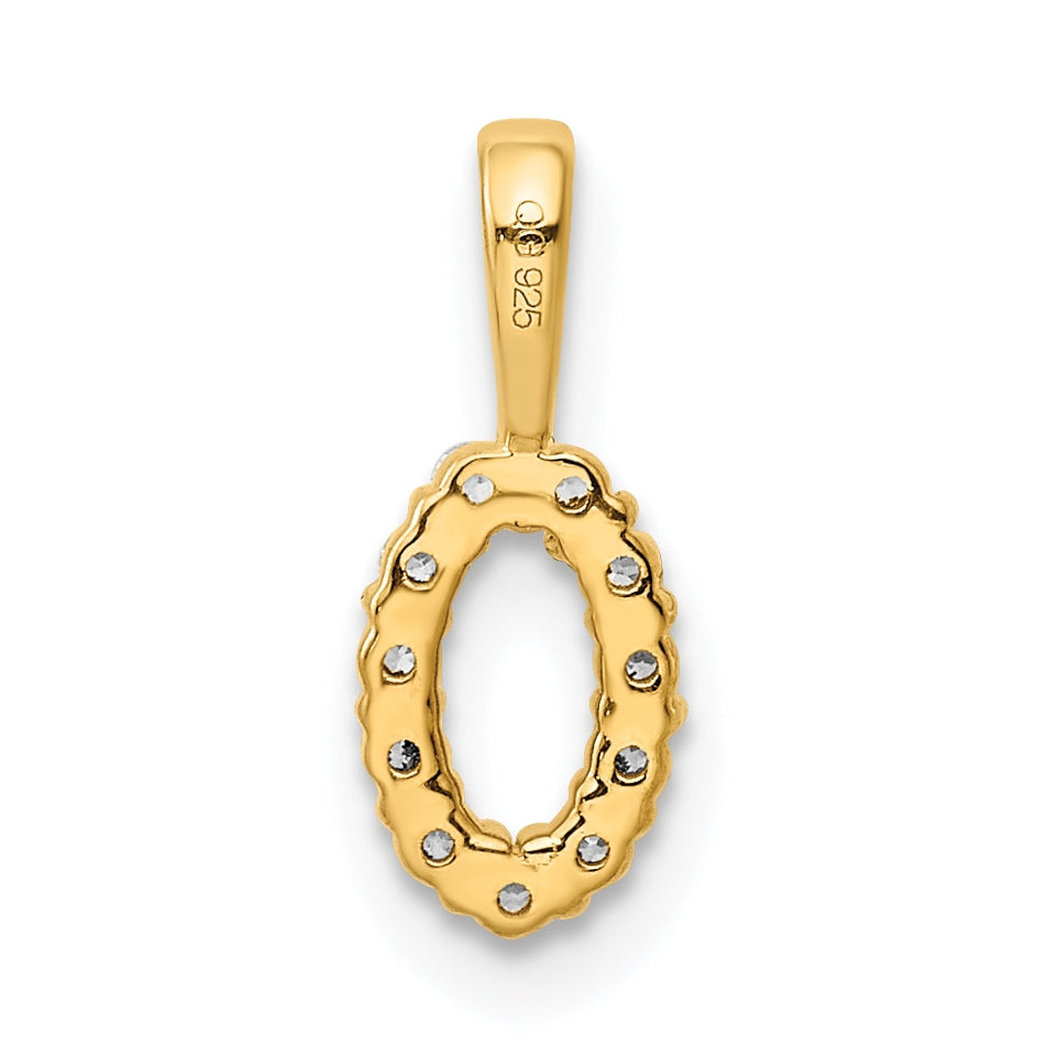 14K Yellow Gold Diamond Number 0 Pendant