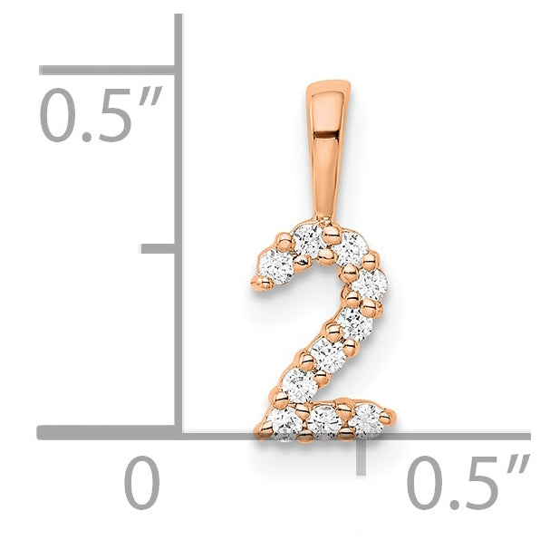 14k Rose Gold Diamond Number 2 Pendant
