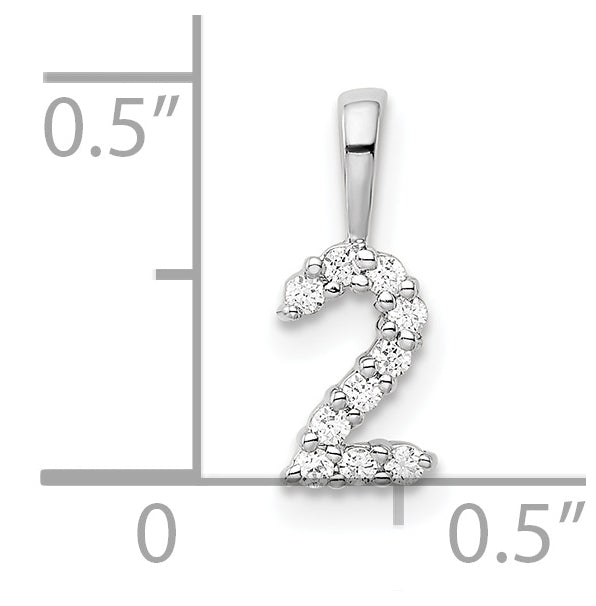14k White Gold Diamond Number 2 Pendants