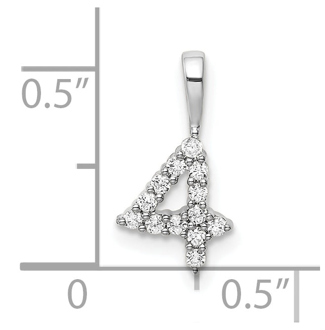 14k White Gold Diamond Number 4 Pendants