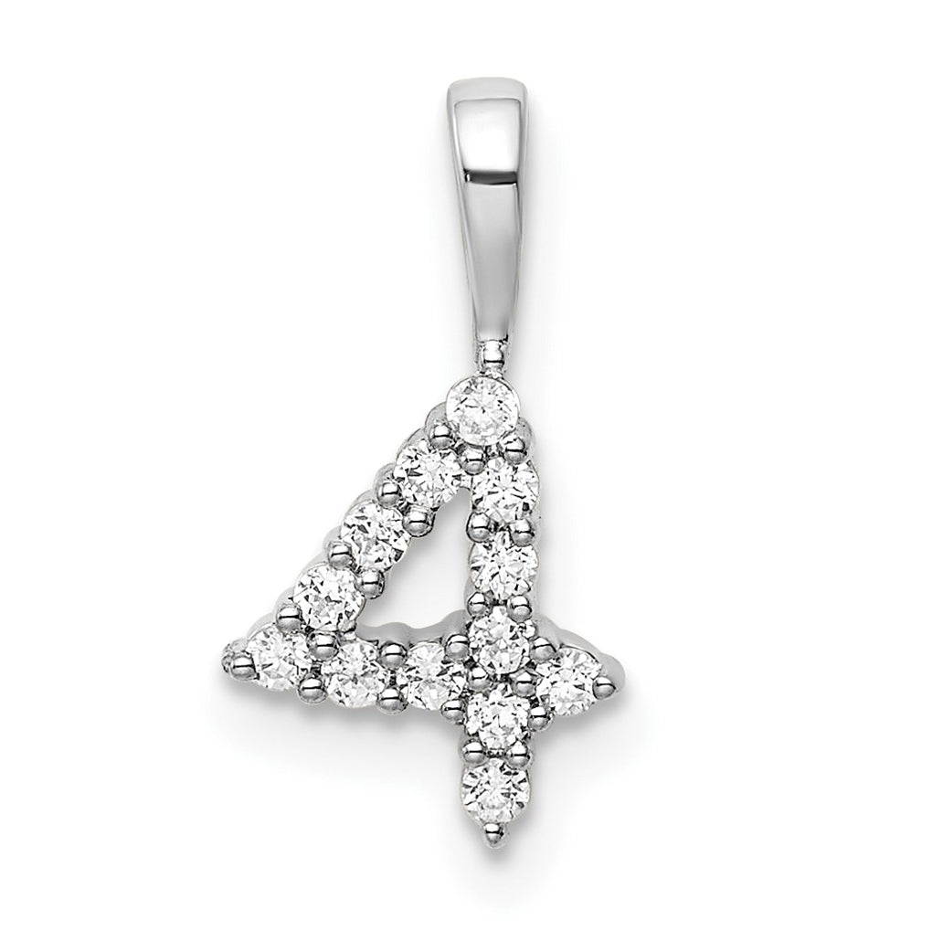 14k White Gold Diamond Number 4 Pendants
