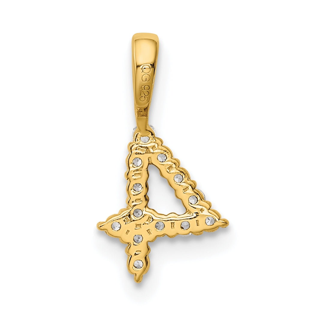 14K Yellow Gold Diamond Number 4 Pendant