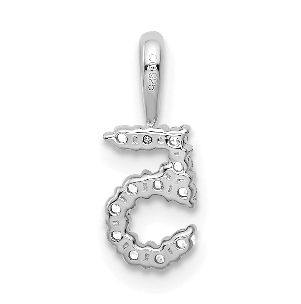 14k White Gold Diamond Number 5 Pendants