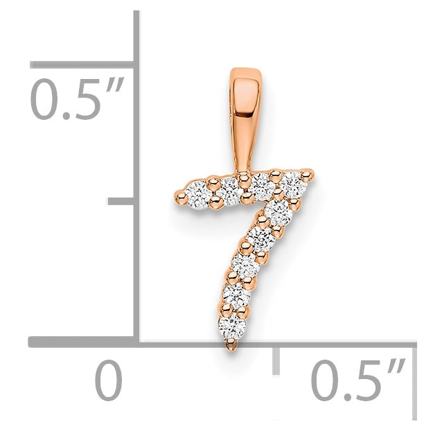 14k Rose Gold Diamond Number 7 Pendant