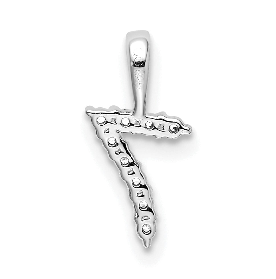 14k White Gold Diamond Number 7 Pendants