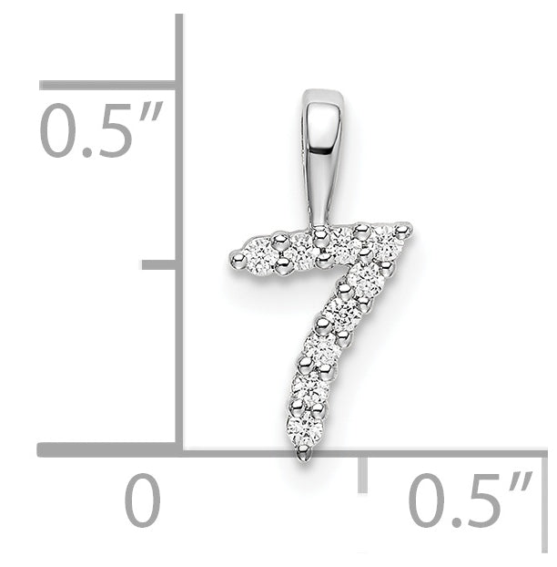 14k White Gold Diamond Number 7 Pendants