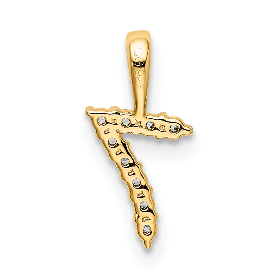 14K Yellow Gold Diamond Number 7 Pendant