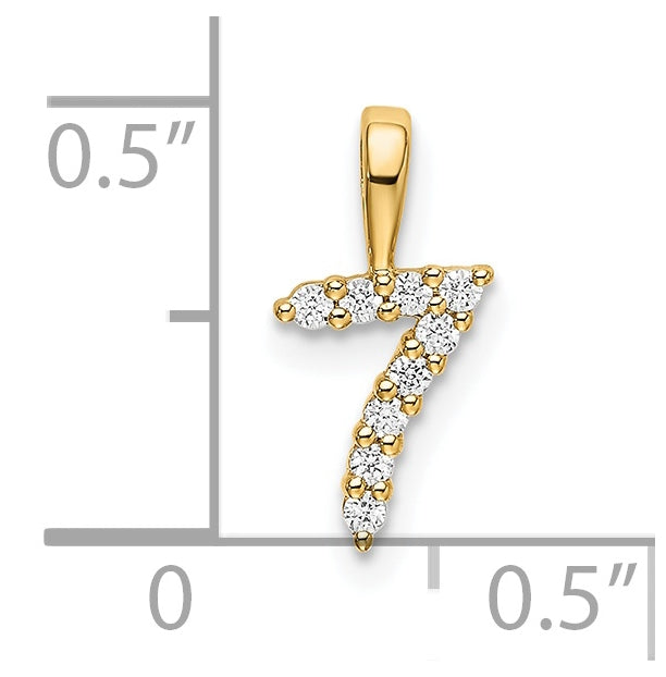 14K Yellow Gold Diamond Number 7 Pendant