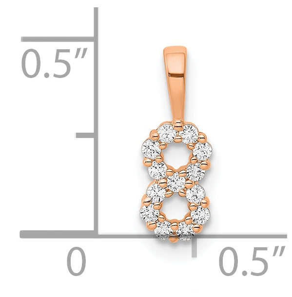 14k Rose Gold Diamond Number 8 Pendant