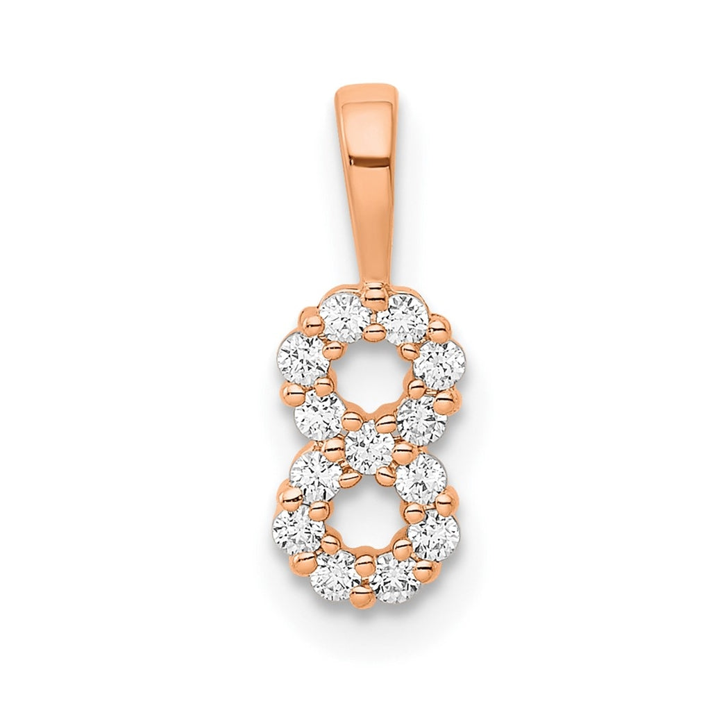 14k Rose Gold Diamond Number 8 Pendant