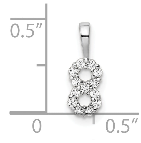 14k White Gold Diamond Number 8 Pendants